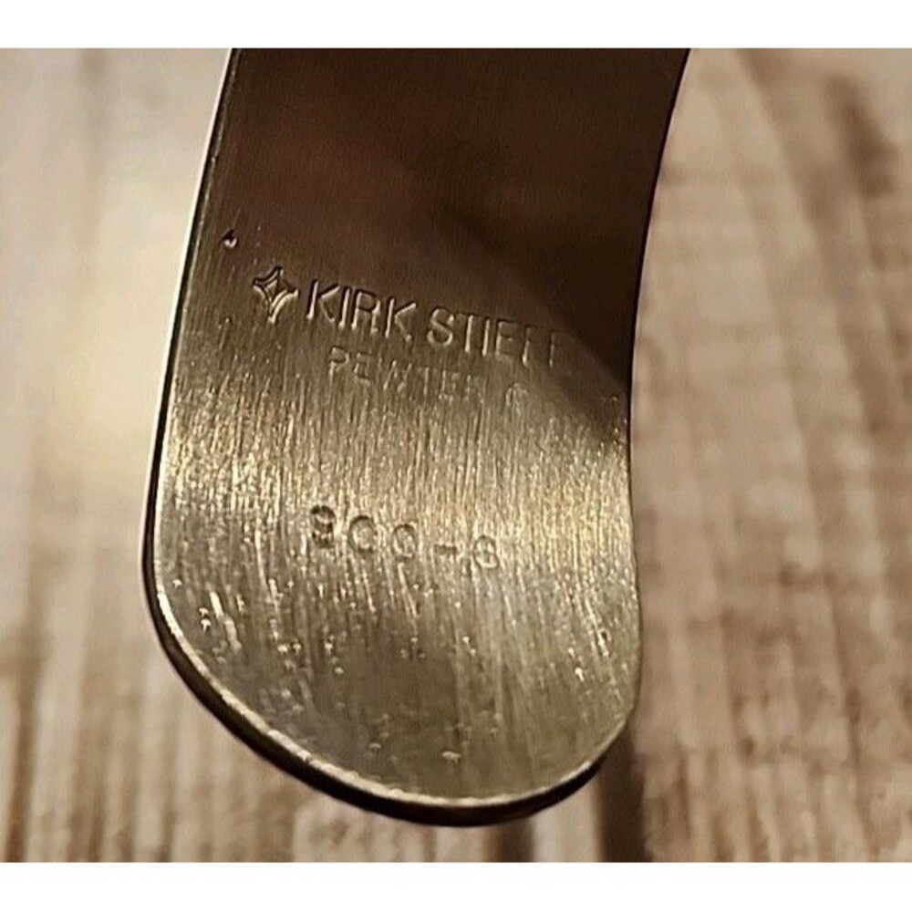Vintage Kirk Stieff Etched Pewter Cuff Bracelet, Rose 900-6 - Picture 4 of 7
